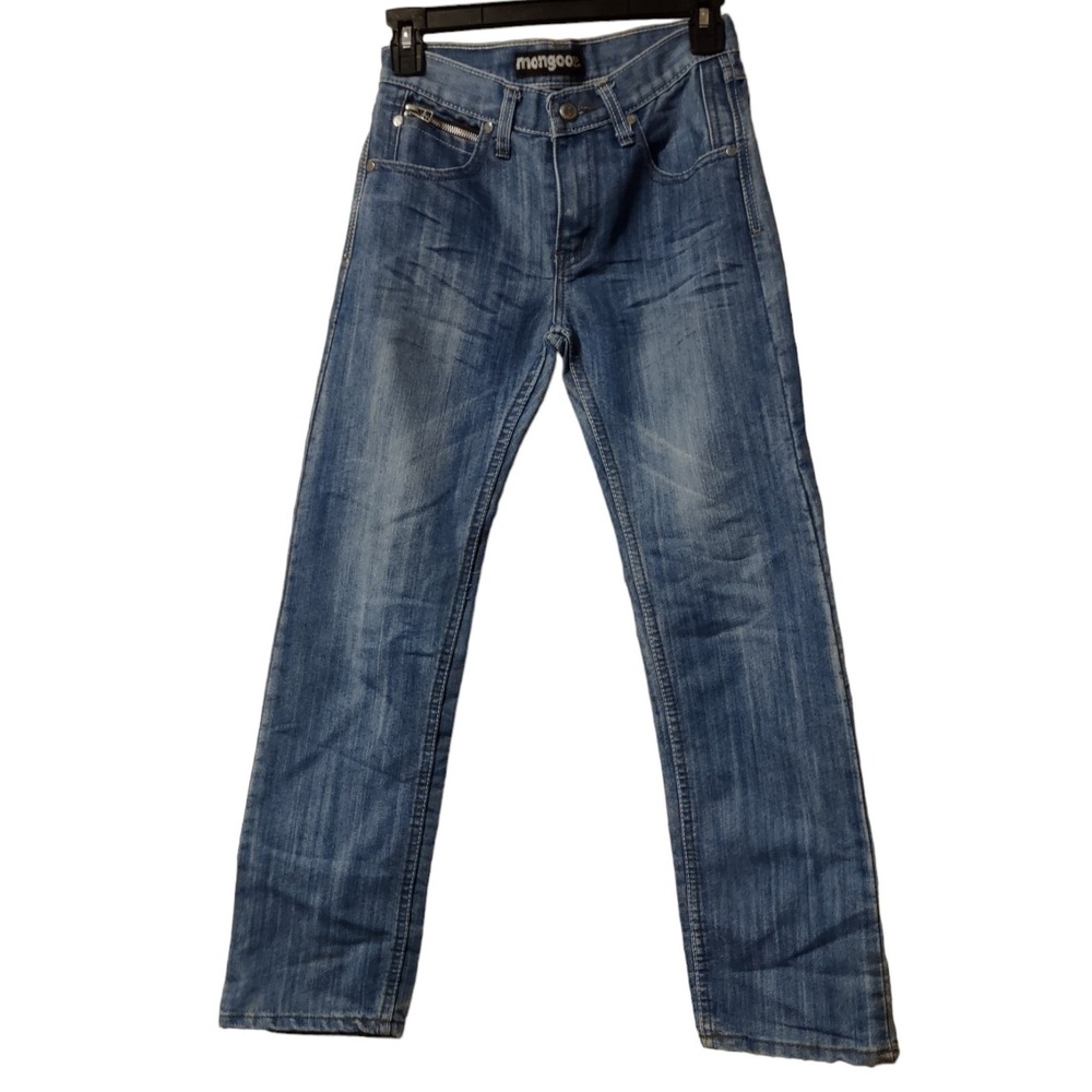 Mongoose Blue Jeans Womens 12 Denim Zip Accent 5 Pocket Embroidered Back Pockets